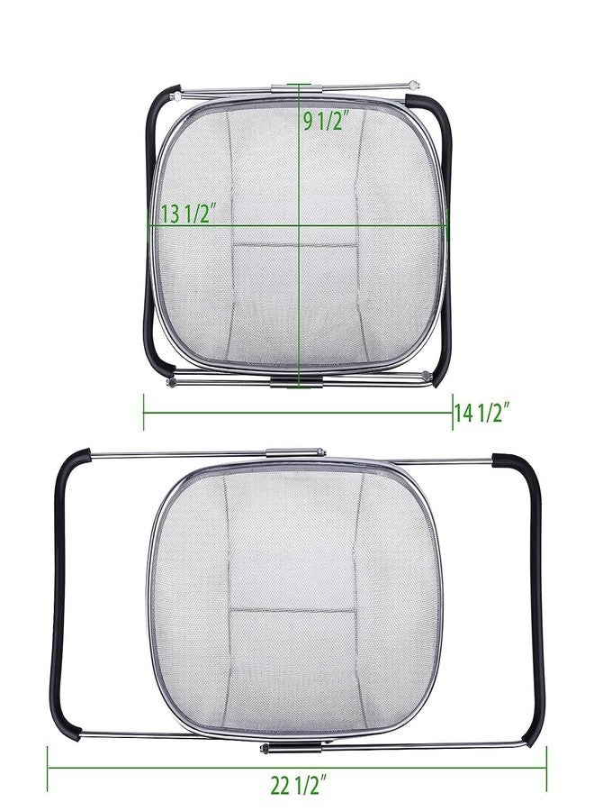 Kreshu Stainless Steel Oval Fine Mesh Colander Strainer with Rubber Rubber Grip Handle| Multi-Functional Large Over The Sink Basket Expandable Drainer for Rinse Vegetables Fruits (Pack of 1) - Image 2